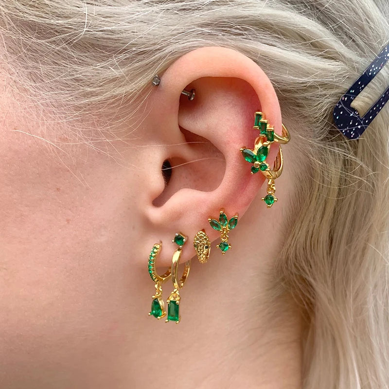 green hoop earrings​