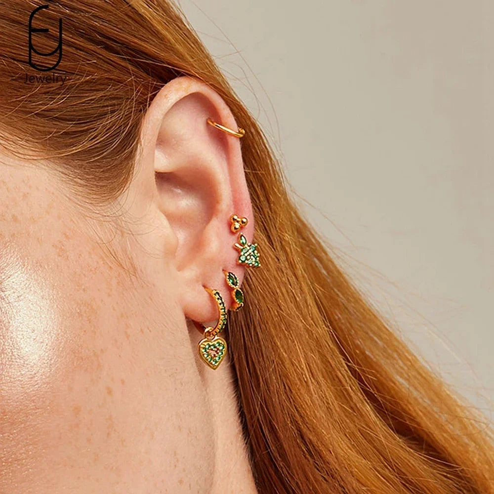 green hoop earrings​