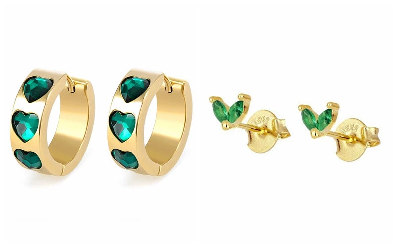 green hoop earrings​