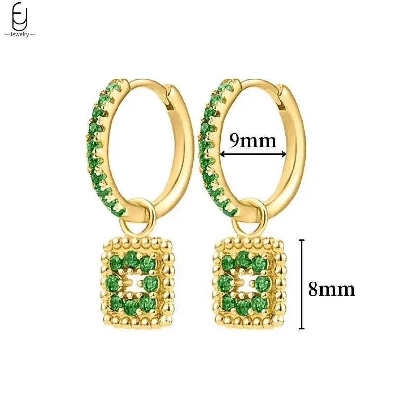 green hoop earrings​