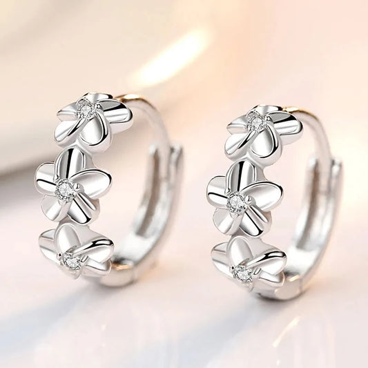 silver flower earrings​